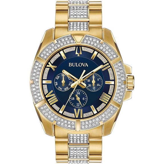 Bulova Men's Gold Tone Crystal Quartz Watch