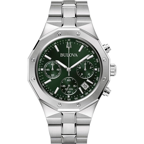 Bulova Men's Chronograph Silver Steel Watch 44mm
