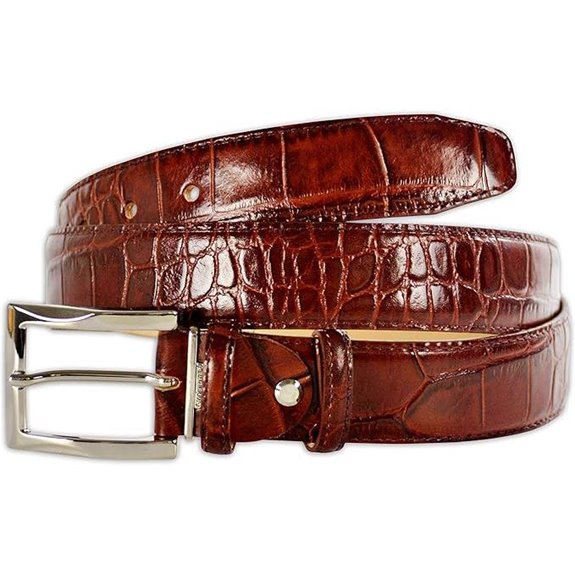 Mens Crocodile Pattern Italian Leather Belt