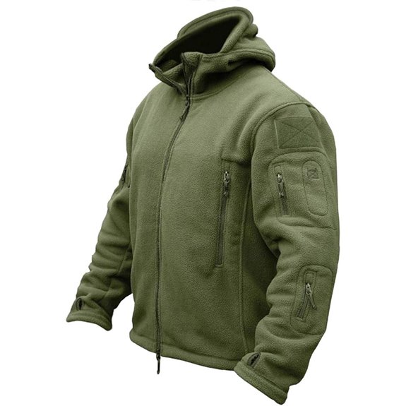 CRYSULLY Men's Tactical Fleece Hooded Jacket