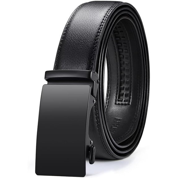 VATAN Men's Leather Ratchet Belt with Adjustable Buckle