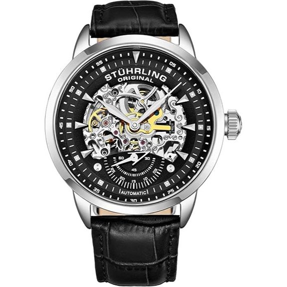 Stuhrling Men's Automatic Skeleton Watch with Leather Strap