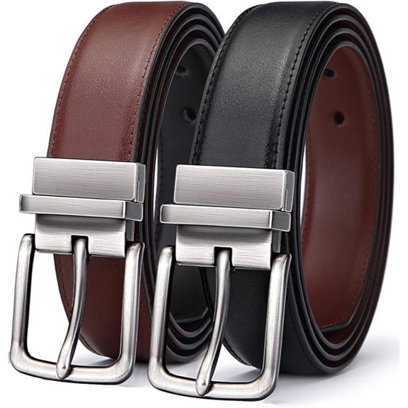Reversible Men's Belt Adjustable Fit 2-in-1 Style