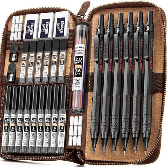 Nicpro 30PCS Metal Mechanical Pencil Set with Refills