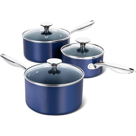 Michelangelo Ceramic Saucepan Set with Lids (1-3 Qt)
