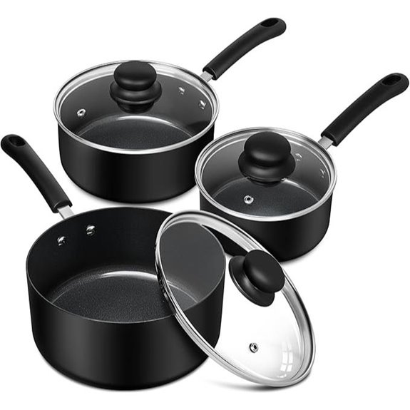 Michelangelo Nonstick Saucepan Set (1QT-3QT)