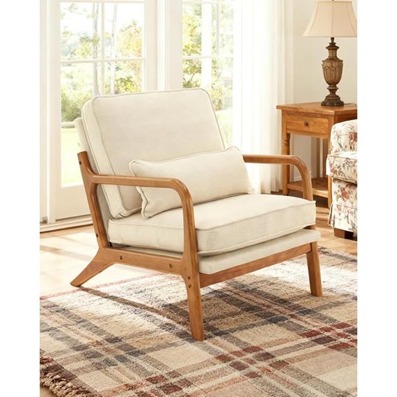 Karl Mid-Century Linen Accent Chair with Cushion