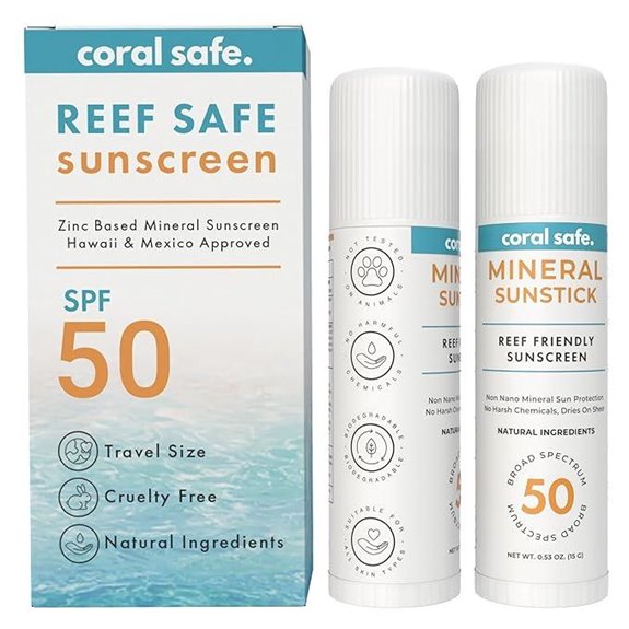 Coral Safe SPF 50 Mineral Sunscreen Face Stick (2-pack)