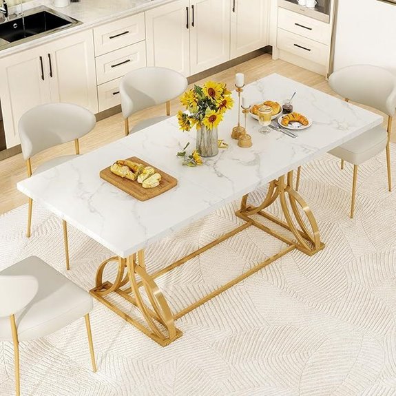 YITAHOME 70-Inch Modern Dining Table with Gold Legs