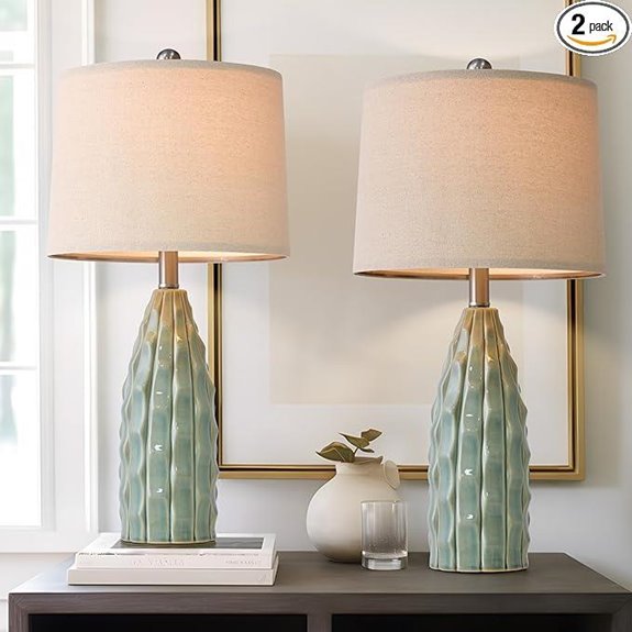 Ceramic Table Lamps Set of 2 Modern Farmhouse Style