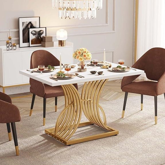 DWVO Modern Dining Table for 4 with Gold Legs