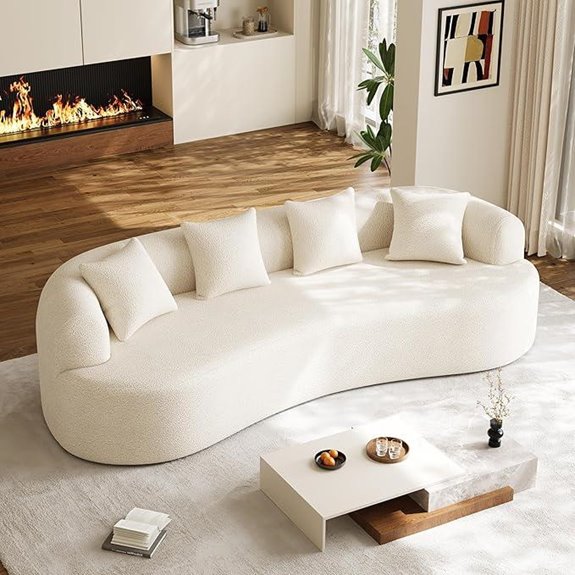 114 Modern Plush Sectional Sofa with Pillows