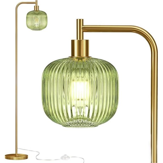 QiMH Modern Glass Floor Lamp with Ribbed Shade