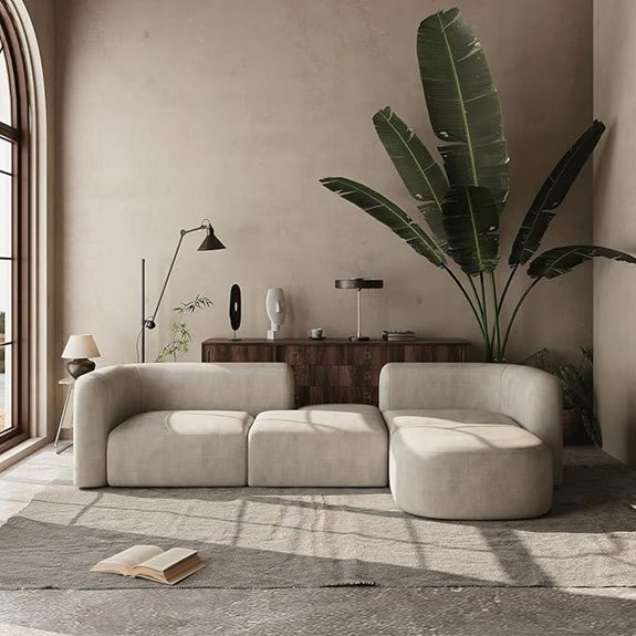 Acanva Modern Velvet 4-Seater Sofa for Living Room