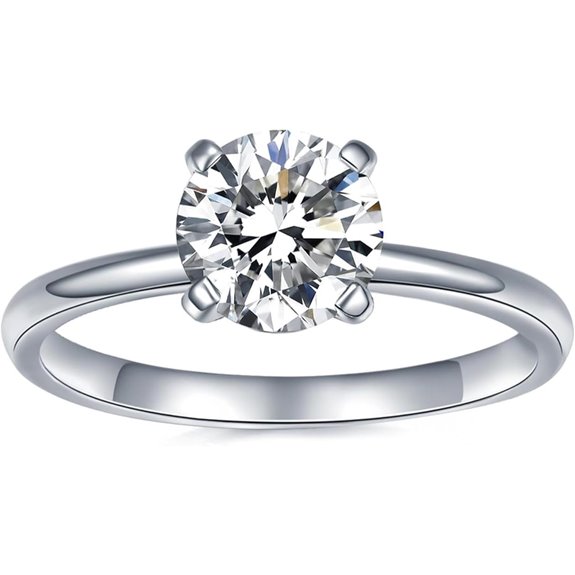 IMOLOVE 1CT Moissanite Engagement Ring in Silver