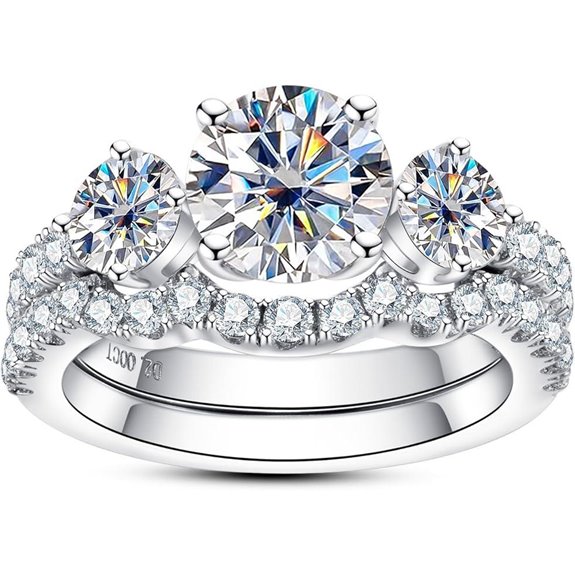 Moissanite Wedding Ring Set 3.7CTTW Sterling Silver