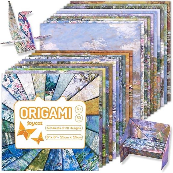 Monet-Inspired Origami Paper - 50 Sheets 6x6 Inches