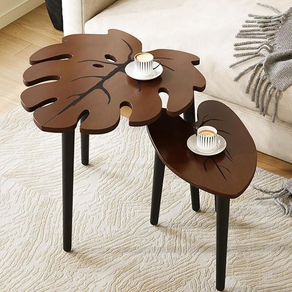 BAMEOS Monstera Leaf Nesting Tables Set of 2
