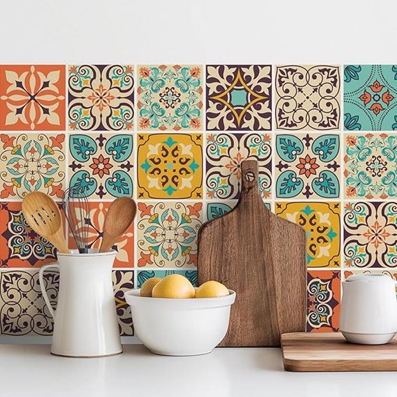 Moroccan Bohemian Tile Stickers 30-Pack Waterproof Decals