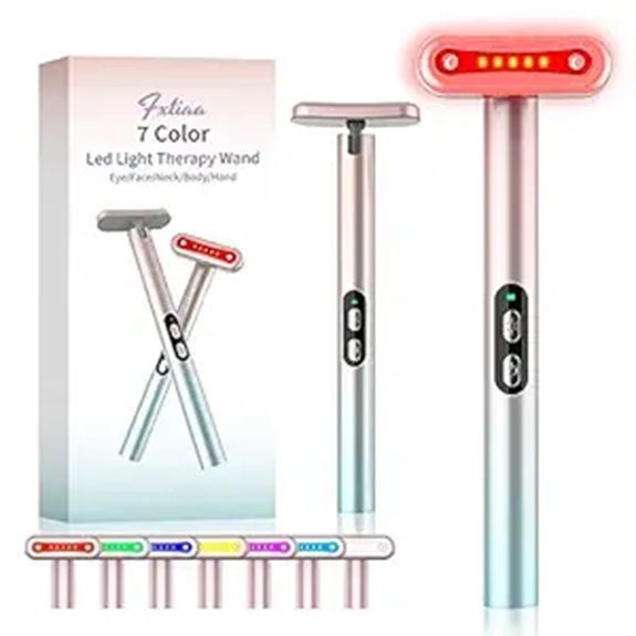 Led-Face-Wand,7 in 1 LED Light Therapy Facial Red & Blue Rejuvenation Tool