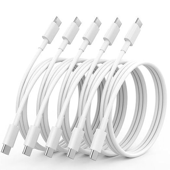 USB C 5-Pack 6FT Fast Charging Cables for Apple/Samsung