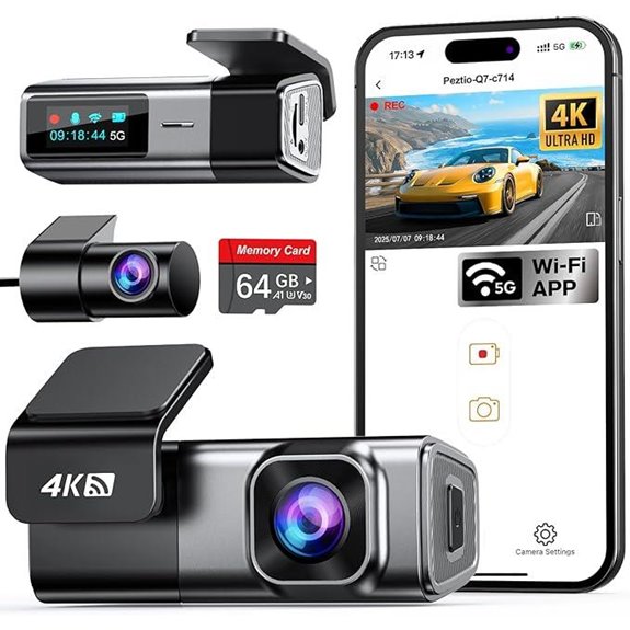Navycrest 4K Dash Cam with 64GB WiFi Loop Record