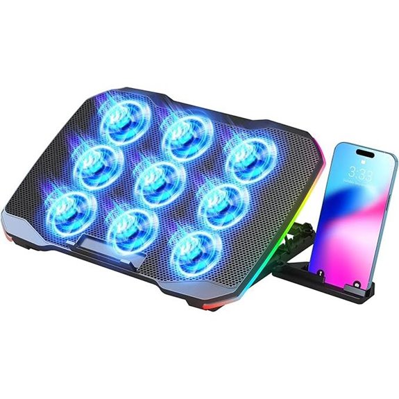 Gaming Laptop Cooler with 9 Fans & Adjustable Height