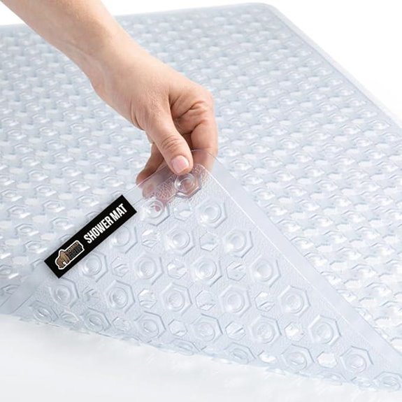 Gorilla Grip Shower Mat with Suction Cups and Drain