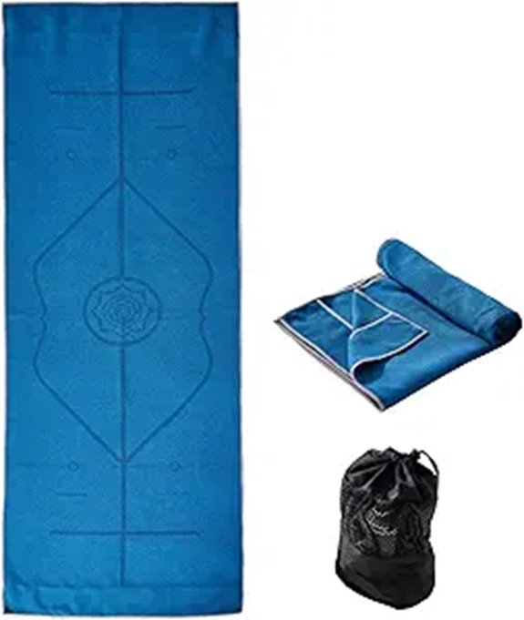 Non-Slip Yoga Towel with Alignment Lines