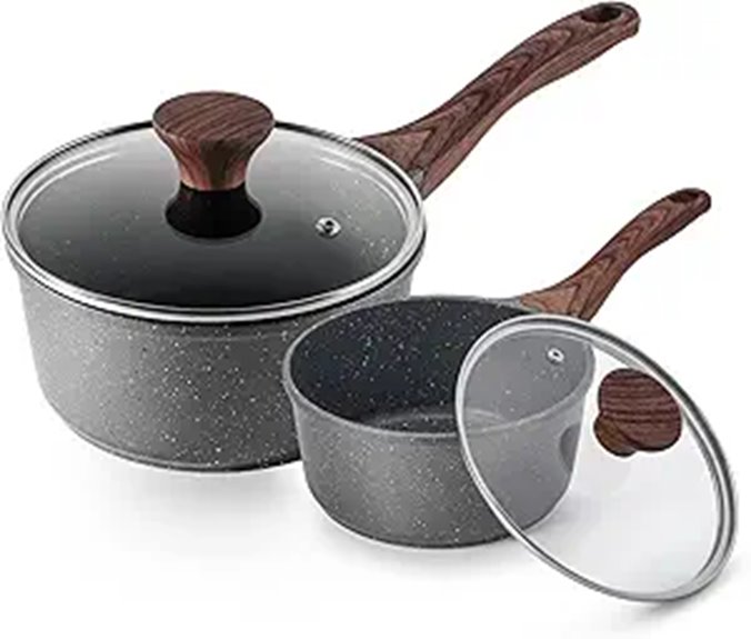 SENSARTE Nonstick Sauce Pan Set with Lids