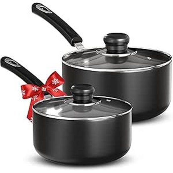 Utopia Kitchen Nonstick Saucepan Set with Lids