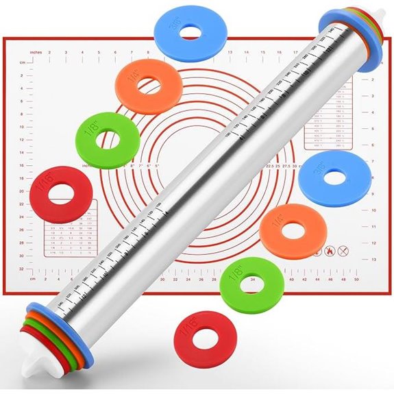 Nonstick Rolling Pin & Silicone Pastry Mat Kit