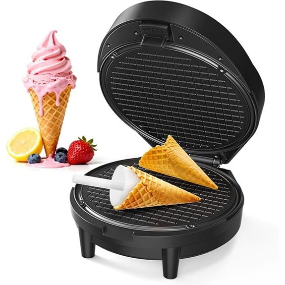 Waffle Cone Maker with Nonstick Plate and Roller