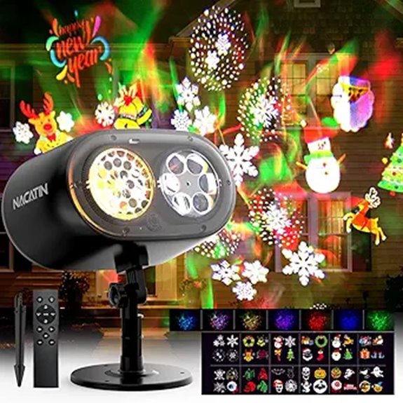 NACATIN 2-in-1 3D Ocean Wave Holiday Projector