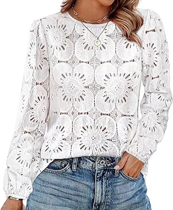 OFEEFAN Women's Long Sleeve Lace Blouses