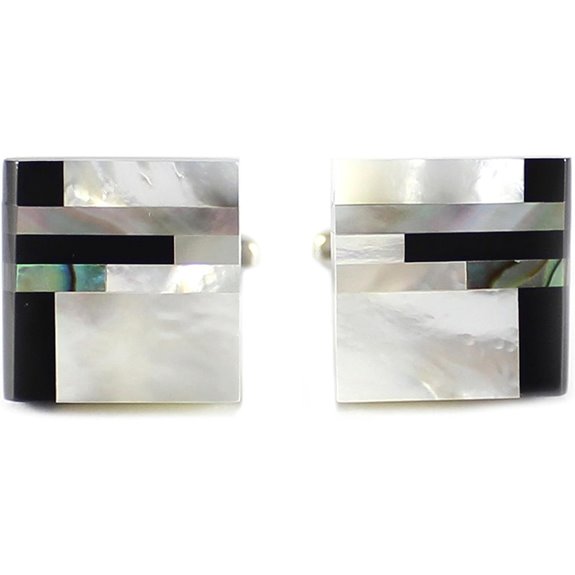 Genuine Onyx & Mother of Pearl Cufflinks for Men