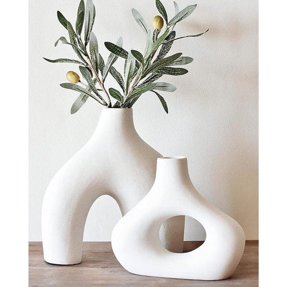 Carrot's Den Donut Vase Set of 2 White Ceramic