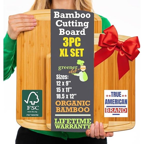 Greener Chef Organic Bamboo Cutting Boards Set of 3