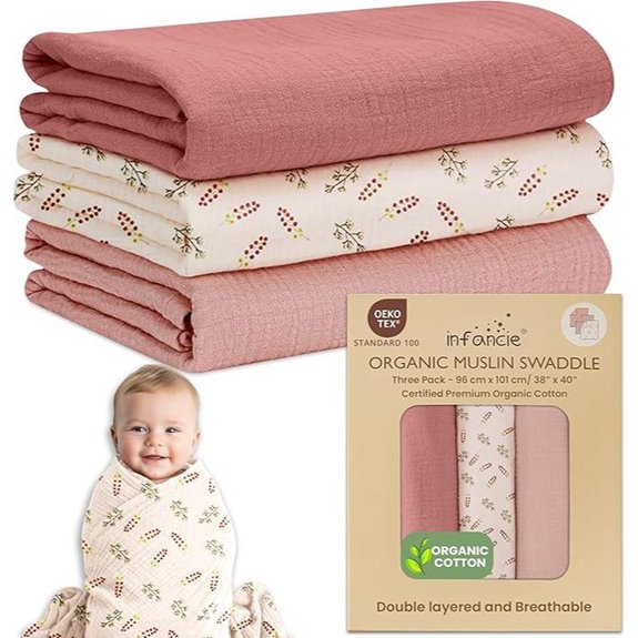 Organic Cotton Baby Blanket 3-Pack (38x40)