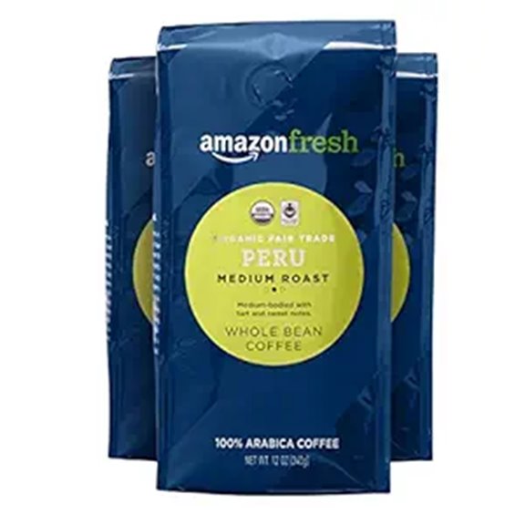 Amazon Fresh Organic Peru Whole Bean Coffee (3 Pack)