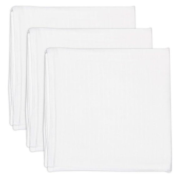 HonestBaby 3-Pack Organic Cotton Swaddle Blankets Bright White One Size