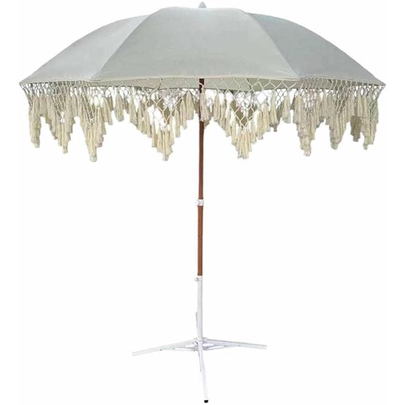 Bohemian Macrame Umbrella 6.5ft Outdoor Sun Shade