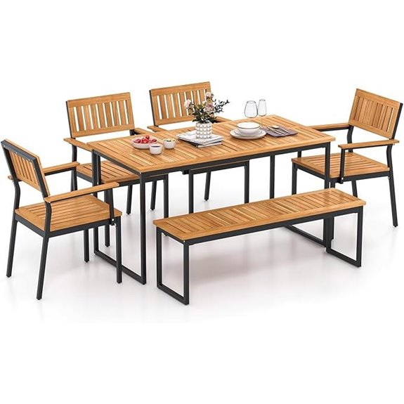 Tangkula 6-Piece Outdoor Acacia Dining Set