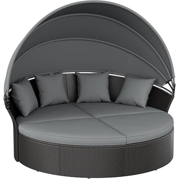 Crownland Round Outdoor Daybed with Canopy and Cushions