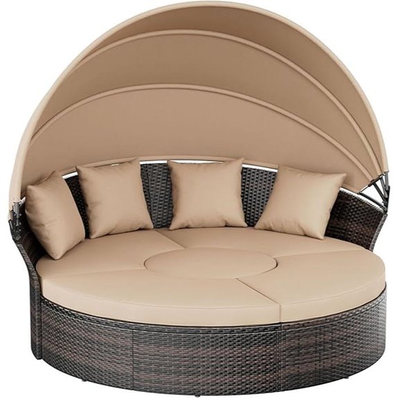 Crownland Outdoor Round Daybed with Retractable Canopy
