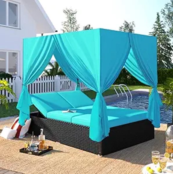 Patio Lounge Set with Canopy and Cushions