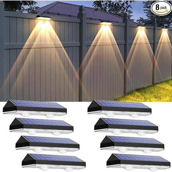 Solar Fence Lights Outdoor 8 Pack Waterproof 3 Mode