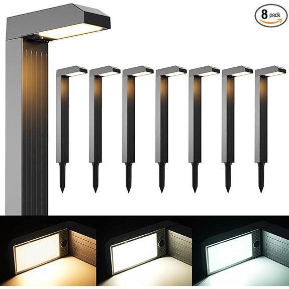 Solar Pathway Lights Outdoor 8 Pack with 3 Color Modes
