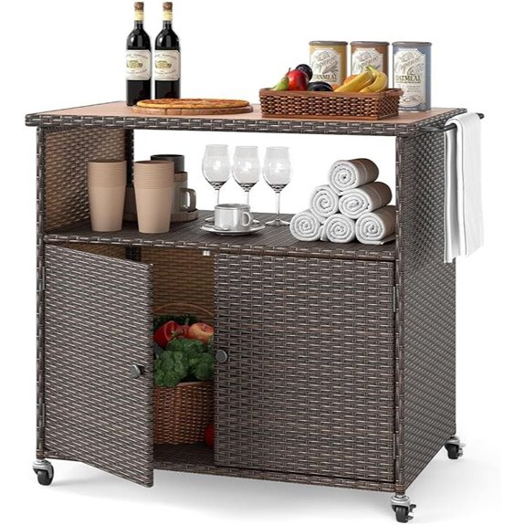 HAPPYGRILL Outdoor Storage Cabinet with Wheels