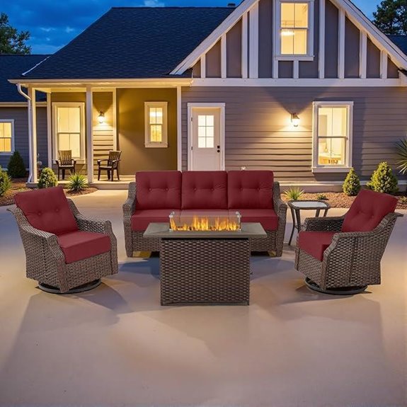 Belord Outdoor Wicker Furniture Set with Fire Pit